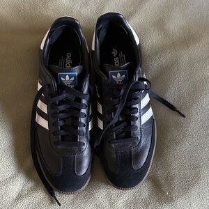 Adidas Men's Black Sneakers with White Stripes